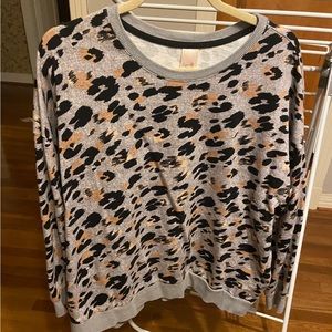 Gray Animal Print Pullover Top